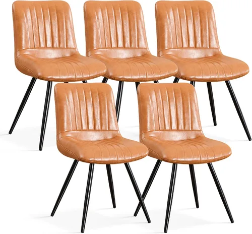 Miniatura 35 de Sillas de comedor, modernas sillas de comedor con cojines gruesos, sillas tapizadas de piel sintética para cocina, comedor con patas de metal