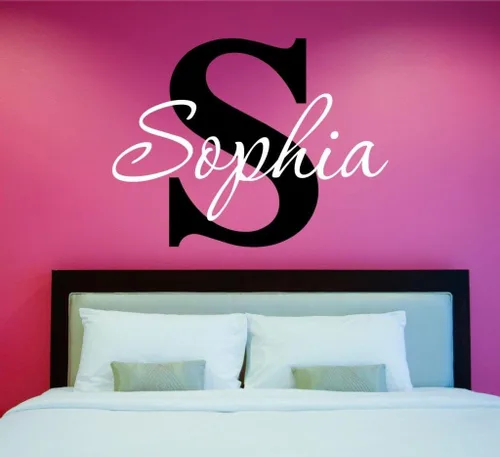 Miniatura 10 de Calcomanía de pared con nombre y inicial para niñas, decoración de pared, personalizada, decoración, guardería, dormitorio, además de calcomanía