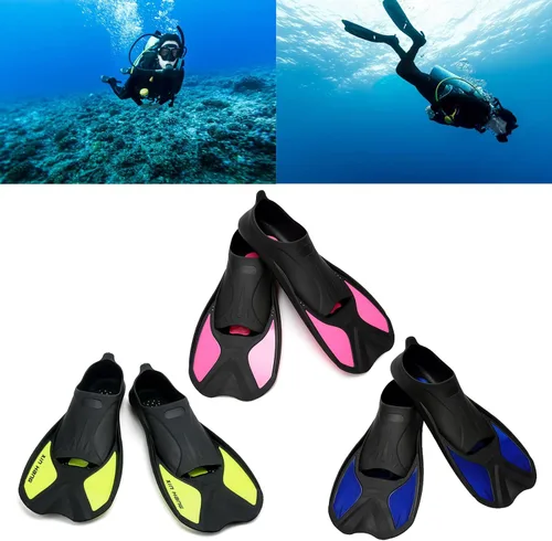 Miniatura 2 de Aletas de entrenamiento de natación de silicona, aletas de viaje, tamaño de viaje, aleta corta para hombres y mujeres, buceo, aletas de piscina