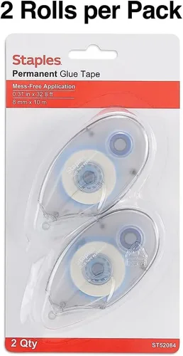 Miniatura 5 de STAPLES Cinta adhesiva permanente, 1/3" x 393", paquete de 2 – Adhesivo enrollable para manualidades, montaje y proyectos de papel