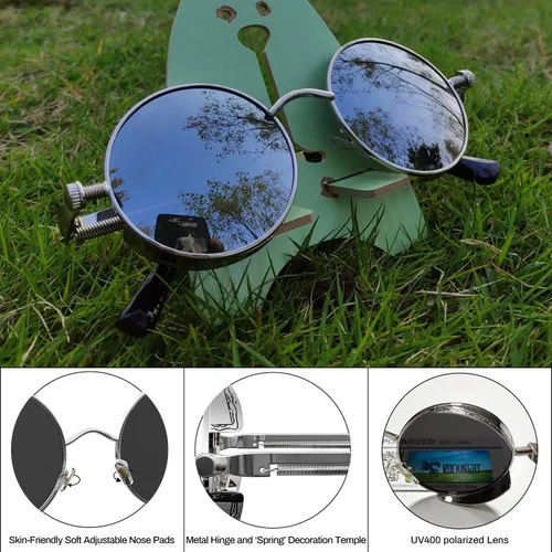 Miniatura 5 de ROCKNIGHT Gafas de sol Gothic Steampunk redondas polarizadas UV400 con protección unisex