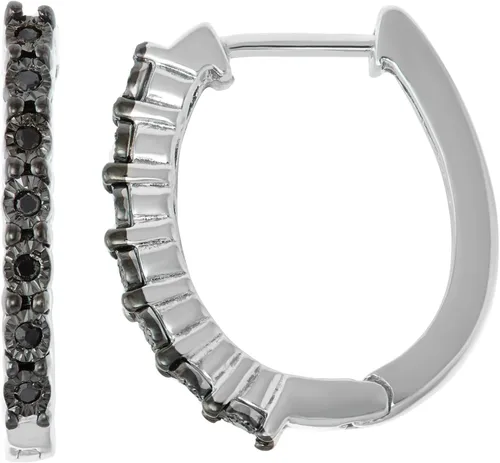 Miniatura 2 de Hdiamonds Pendientes de aro de plata de ley con diamantes