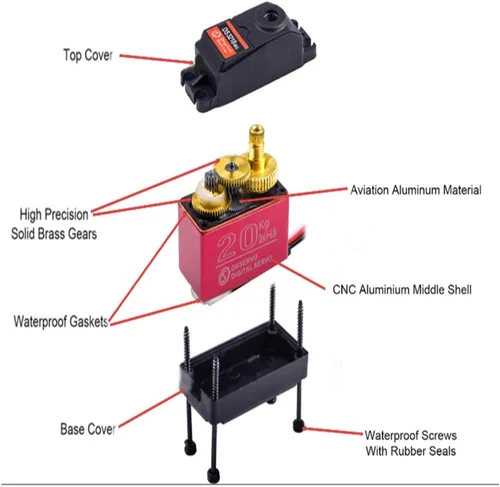 Miniatura 2 de Servo de 44 lbs 1 x DS3218 Actualizado equipo completo de metal digital, Servo Baja, Servo impermeable, servo para autos (ángulo de control 180)