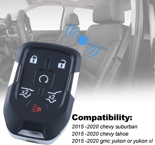 Miniatura 2 de Reemplazo autoprogramable para llavero inteligente de proximidad para Chevy Suburban Tahoe GMC Yukon 2015, 2016, 2017, 2018, 2019, 2020, Chevy