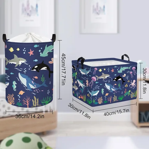 Miniatura 7 de Clastyle Cesta de bebé de tortuga marina con peces y estrellas de mar de coral océano, estrellas de mar, para libros, para libros, impermeable