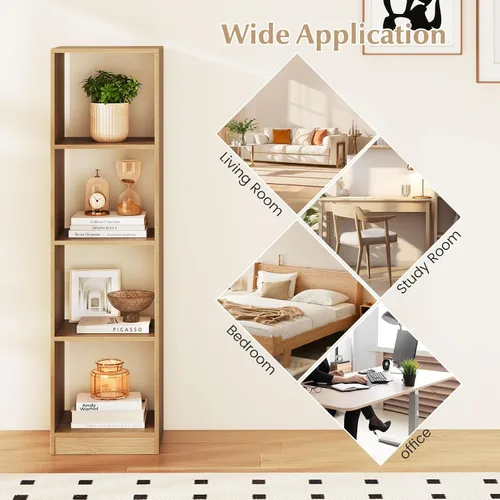 Miniatura 8 de LOKO Estantería vertical de 4 cubos, estantería independiente estrecha de 56 pulgadas de alto con accesorios anti-caída, organizador
