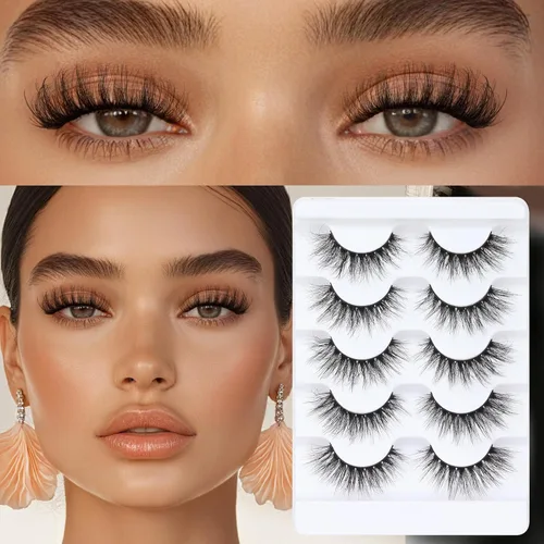 Miniatura 117 de Veleasha Pestañas postizas de manga puntiagudas, 100% hechas a mano, aspecto natural, pestañas postizas ligeras con banda transparente suave