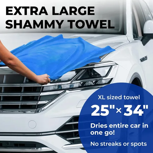Miniatura 3 de Toalla de gamuza XL prémium para automóvil, (34 x 25 pulgadas), tela de gamuza súper absorbente, sin manchas y arañazos, toallas reutilizables