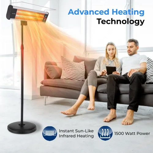 Miniatura 2 de SereneLife - Calentador de patio por infrarrojos, calentador eléctrico de patio para uso en interiores y exteriores, calentador de pie portátil