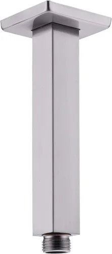 Miniatura 17 de Brazo de ducha de oro cepillado con brida de 6 pulgadas de acero inoxidable recto superior de lluvia cabezal de ducha de extensión de tubo cuadrado