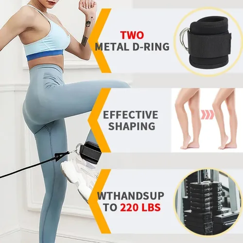 Miniatura 4 de Correas para Tobillo Bandas de Resistencia para Tobillo Puños para Muñeca Correas Acolchadas Ajustables Fitness Glúteo Kickback Anillo en D