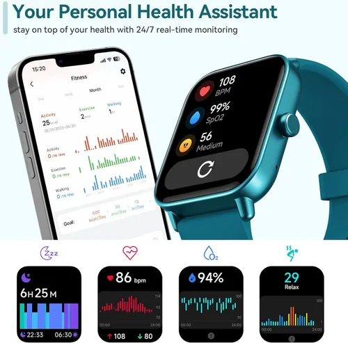 Miniatura 3 de Relojes inteligentes para hombres y mujeres, para hacer o responder llamadas, Alexa integrado, rastreador de actividad física HD de 1.8 pulgadas