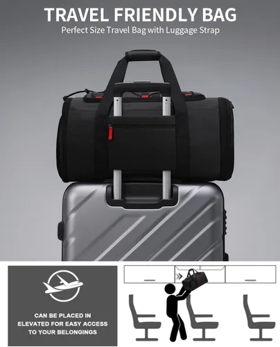 Miniatura 6 de Bolsas de gimnasio para hombres y mujeres, bolsa de viaje deportiva de 45 litros con compartimento para zapatos, mochila de noche 3 en 1