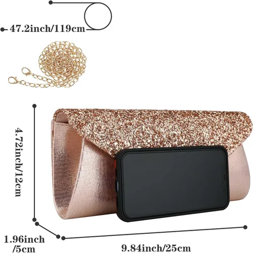 Miniatura 5 de jessie Bolso de mano para mujer, bolso de noche con purpurina brillante para bodas y fiestas