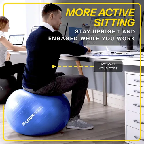 Miniatura 5 de URBNFit - Pelota de ejercicio, entrenamiento y yoga en varios tamaños, pelota para embarazo y estabilidad, antiestallido, incluye bomba de inflado