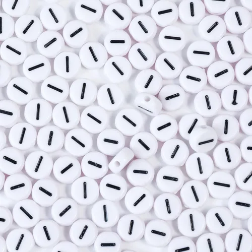 Miniatura 12 de 1400 cuentas redondas blancas y negras para pulseras, cuentas digitales de símbolo matemático del 0 al 9, juego de cuentas acrílicas de número