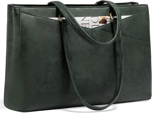 Miniatura 24 de LOVEVOOK Bolsa para laptop para mujeres, bolsa de mano para laptop de 15.6 pulgadas para mujeres, bolsas de mano de trabajo de cuero vintage