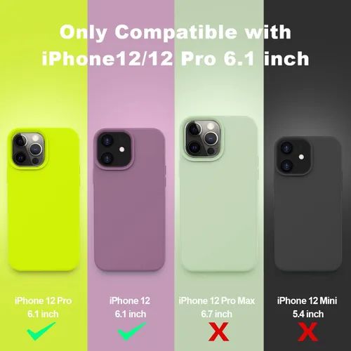 Miniatura 6 de Vooii Funda compatible con iPhone 12/12 Pro, silicona líquida de grado de piel de bebé, cuerpo completo, carcasa protectora delgada con bordes