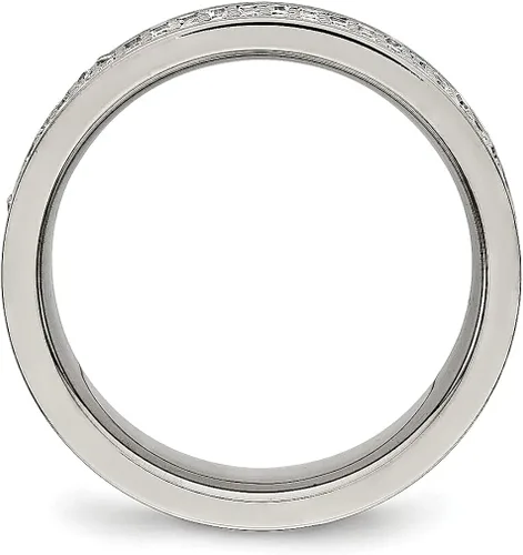 Miniatura 2 de ICE CARATS Titanium Cubic Zirconia Cz 6mm Flat Wedding Ring Band Fashion Jewelry for Women Gifts for Her