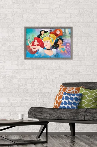 Miniatura 2 de Trends International Disney Princess - Póster de pared de Gaze, 14.72 x 22.37 pulgadas, versión enmarcada de madera de granero
