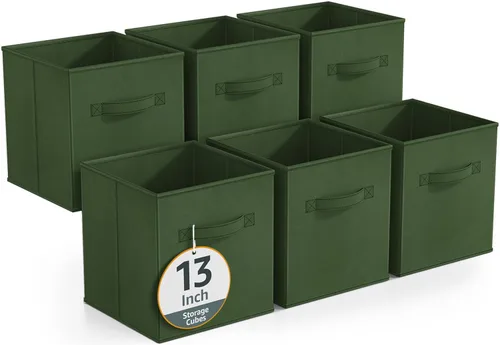 Miniatura 28 de Sorbus - Contenedores de almacenamiento de 11 pulgadas, cestas plegables de tela para organizar despensa, armario, estante, caja de juguetes, cubo