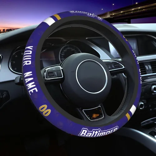 Miniatura 28 de Cleveland - Fundas personalizadas para volante de fútbol, con nombre y número, antideslizantes y absorbentes de sudor, accesorios para automóviles