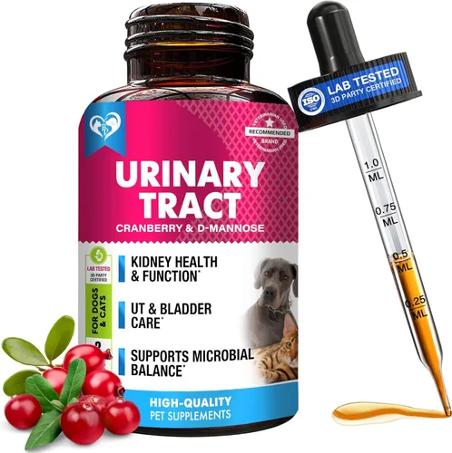Tratamiento de Infección del Tracto Urinario para Gatos y Perros y Medicina Natural para UTI con Arándano y D-Manosa - Soporte para Riñón + Vejiga -