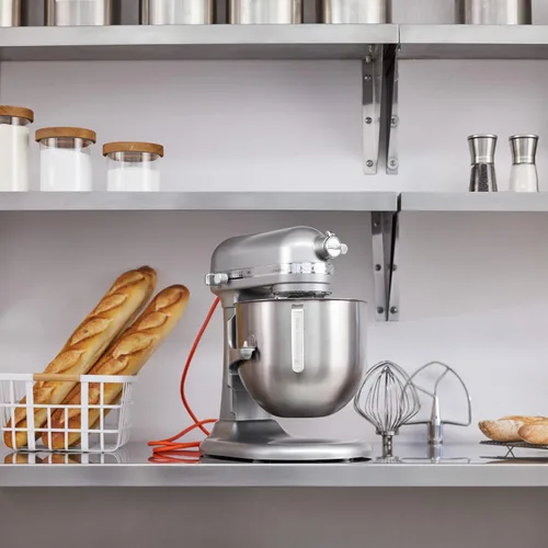 Miniatura 2 de KitchenAid KSM8990CU Mezclador comercial de encimera de 8 cuartos de galón, 10 velocidades, impulsado por engranajes, contorno plateado Plateado