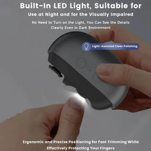Miniatura 7 de Cortaúñas eléctrico Easy Clip para personas mayores y niños, recortador automático de uñas con luz LED, herramienta de cuidado de uñas 3 en 1