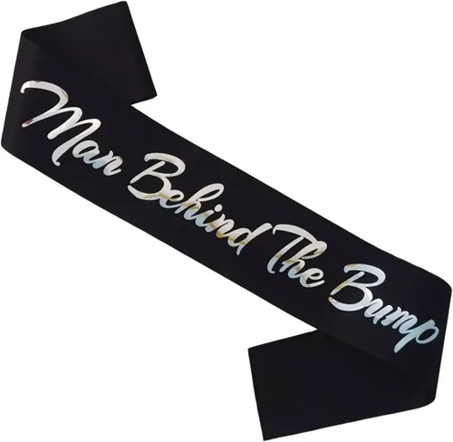Banda de hombre detrás de la protuberancia, banda negra y plateada con texto en inglés "Daddy to Bebe", regalos para fiesta de baby shower, regalos