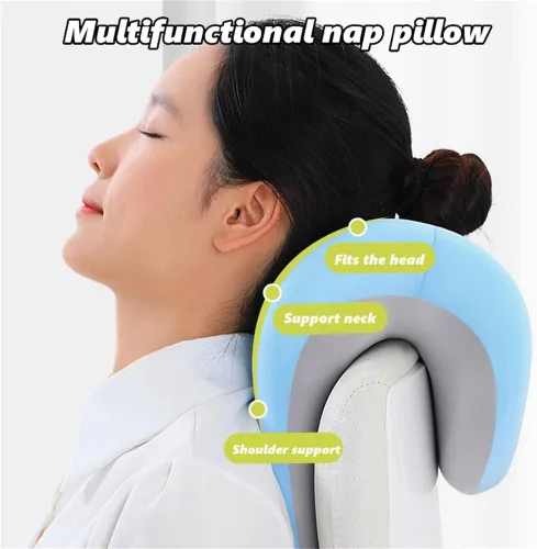 Miniatura 2 de chislim Soporte de cuello para silla de oficina, almohada de escritorio de espuma viscoelástica para siesta, funda lavable, se adapta a la mayoría