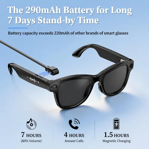Miniatura 9 de Lentes inteligentes AI con gafas de cámara 4K de 8 MP, gafas de grabación de video 2026 1200P para mujeres y hombres, traducción en tiempo real