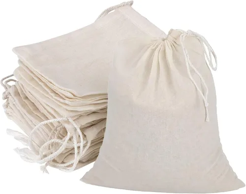 Miniatura 10 de 20 bolsas de muselina con cordón, bolsas de algodón natural sin blanquear para hierbas y estopas para café y té, caldo de sopa, caldo de sopa