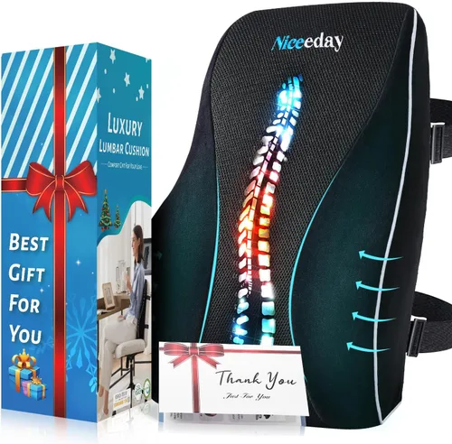 Miniatura 9 de Niceeday Almohada de Apoyo Lumbar para Silla de Oficina y Coche, Cojín de Espuma Viscoelástica para Alivio del Dolor Lumbar en Sillas de Oficina