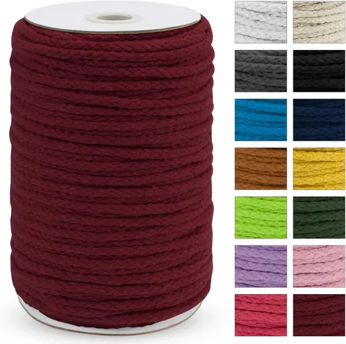Miniatura 26 de JeogYong - Cuerda de macramé trenzada 5mm x 90m, cuerda de algodón trenzada de 8 hebras natural, cuerda de cordón de dibujo colorida para colgar