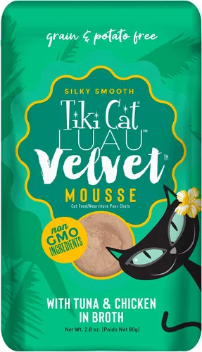 Miniatura 16 de Tiki Cat Luau Velvet Mousse, pollo y salmón en caldo, nutrición completa para una dieta equilibrada, comida húmeda para gatos para todas las etapas