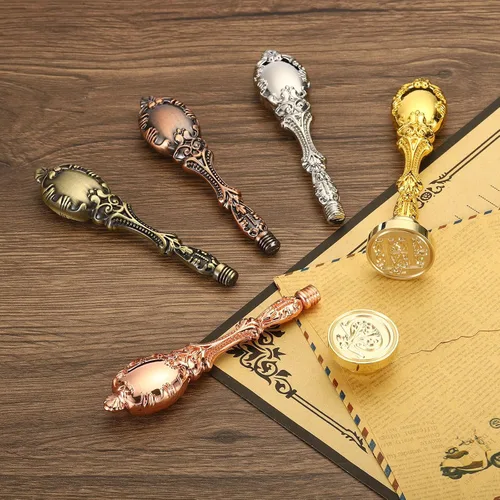 Miniatura 6 de PATIKIL Mango de sello de cera solamente, mango de metal de repuesto para sello de invitación de boda, tarjeta de invitación de boda, sobre