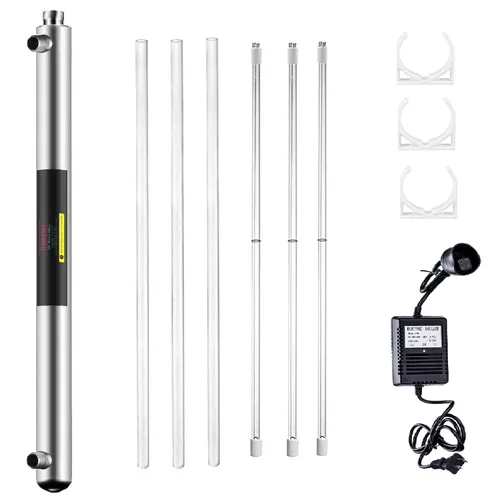 Geekpure Filtro de agua UV para toda la casa de 12 GPM - Purificador de agua UV con 2 filtros UV adicionales + 2 fundas de cuarzo - (55 W)