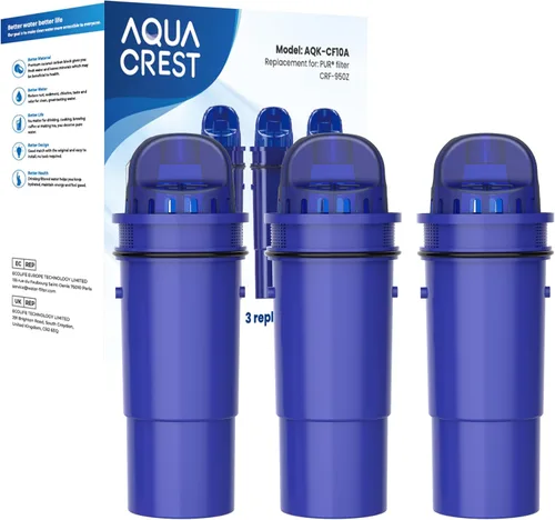 AQUA CREST Filtro de agua para jarra certificado NSF, repuesto para jarras y dispensadores Pur® PPT700W, CR-1100C y PPF951K (paquete de 3)