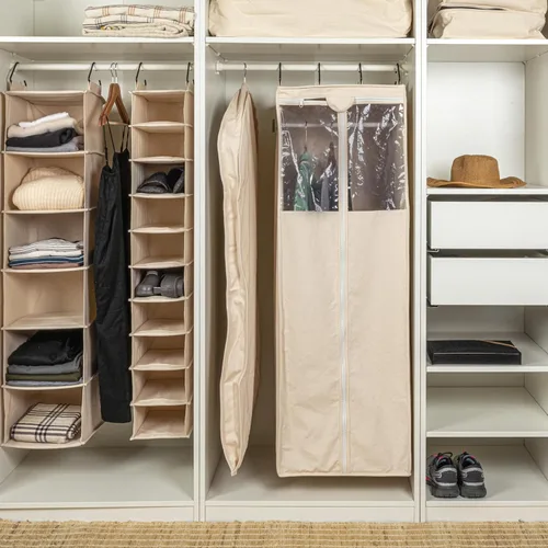 Miniatura 2 de Household Essentials Cedarline Collection organizador de clóset con 6 estantes, de algodón natural, Bolsa de topa