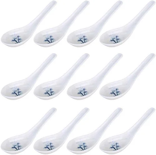 Miniatura 5 de JapanBargain 2398x12 - Juego de 12 cucharas de sopa de fideos asiáticos, japonesas, chinas, Wonton Soba, arroz Pho Ramen, color beige