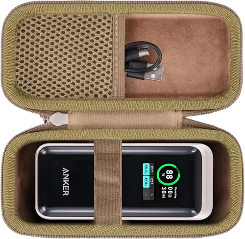 Miniatura 11 de khanka Anker Prime Power Bank, funda de 26,250 mAh, bolsa de viaje dura compatible con Anker Prime Power Bank 26K, 300W, solo funda (negro)
