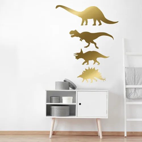 Miniatura 2 de Juego de calcomanías de pared de silueta de dinosaurio, calcomanía de pared con corte de beso de dinosaurio (negro)