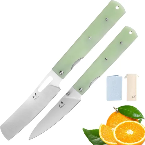 Miniatura 8 de Miki Sharp - Cuchillo de bolsillo plegable de cocina japonesa de acero inoxidable 440A para acampar al aire libre (hoja de chef)