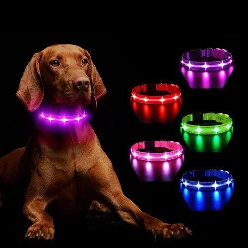 Miniatura 9 de MASBRILL Collares de perro iluminados, collar de perro con luz RGB LED para perros, collar de perro recargable iluminado resistente al agua, Rosado