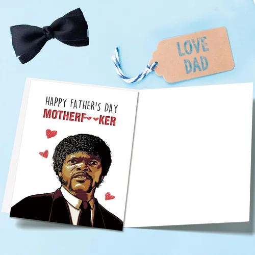 Miniatura 3 de OJsensai Naughty Samuel L Jackson - Tarjeta para el día del padre, regalo de ficción de Pupl para amigo, regalo humorístico del día del padre