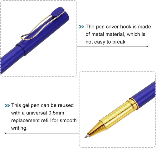 Miniatura 4 de PATIKIL Bolígrafos de gel de tinta negra, paquete de 12 bolígrafos de punta fina de 0.020 in, suministros de oficina de escritura suave con tapa Azul