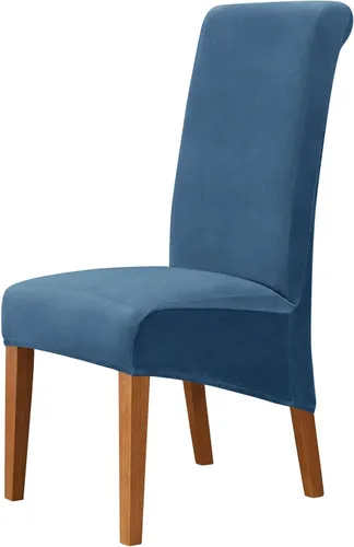 Miniatura 11 de Funda de terciopelo para silla de comedor, funda elástica para sillas grandes, fundas para sillas de respaldo alto (Bianco, paquete de 1)