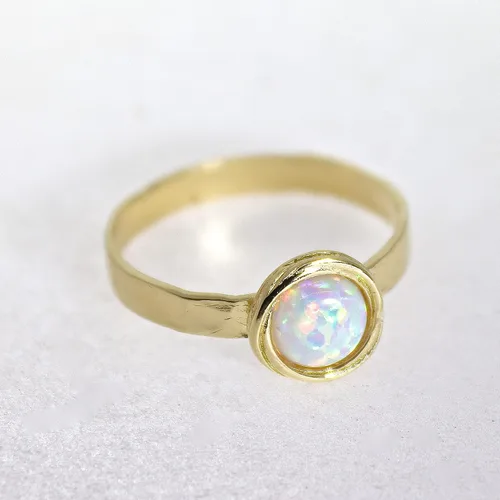 Miniatura 66 de Anillo de oro de piedras preciosas, anillo de piedra chapada en oro de 14 quilates, anillo de piedra apilable, anillo de oro de piedra pequeña