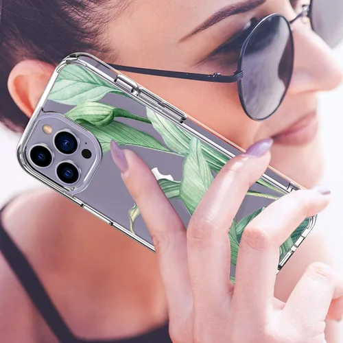 Miniatura 2 de LUHOURI Funda para iPhone 15 Pro con protector de pantalla, cubierta transparente, diseño de patrón de moda, carga inalámbrica, delgada, a prueba